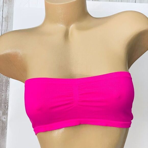 NWT Aeropostale Pink M/L Women’s Seamless Solid Bandeau Bra Tube Top - Picture 1 of 12
